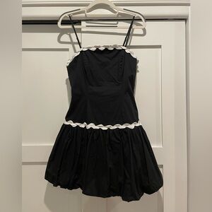 Black SunDress with White Trim and puff skirt size S